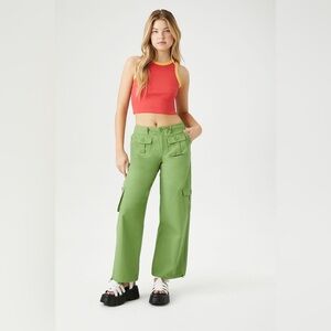 Forever 21 Drawstring Wide-Leg Cargo Pants